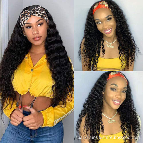 Human Hair Wigs Wholesale Water Deep Wave Headband Wigs Human Hair For Black Women Pelucas Humanas Perruque Cheveux Humain